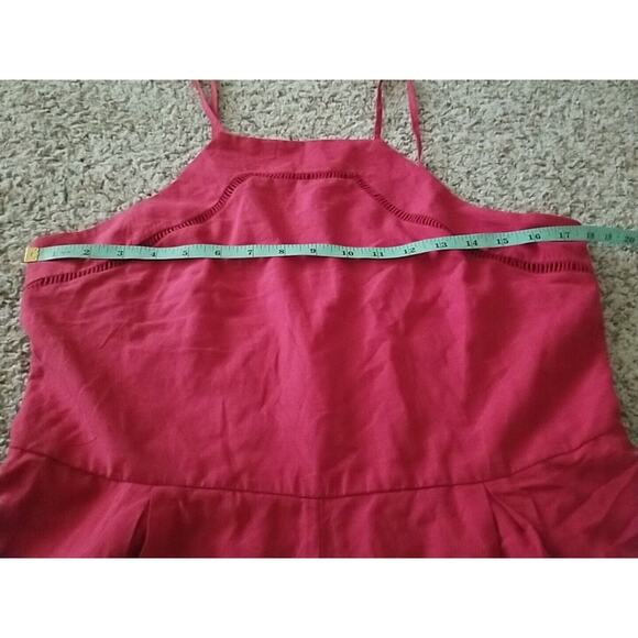 Francesca’s Blue Rain Brick Red Lined Romper Spaghetti Straps, NWT, Sz Large - Picture 6 of 10